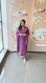 Pure cotton fully embroidered withorgenza lace detailing suit