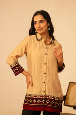 Pretty muslin embroidered black n maroon co ord