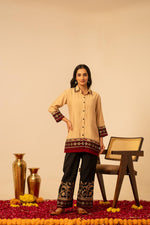 Pretty muslin embroidered black n maroon co ord