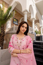 Pure cotton digital printed handwork designer cotton suit set in pink