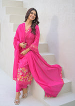 Pretty pink lace detailing digital printed suit cotton