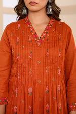 Restocked the best selling! Wow mul cotton embroidered cotton suit set in orange