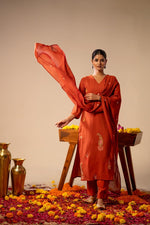 Bemberg muslin multi thread embroidered full suit set