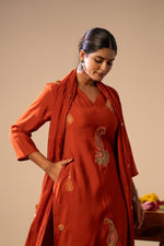 Bemberg muslin multi thread embroidered full suit set