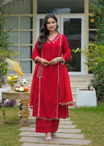 Premium cotton with coin detailing and with lining red suit set