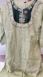 Premium tissue co ord in green with heavy hand work