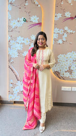 Pretty tissue Anarkali suit set paired