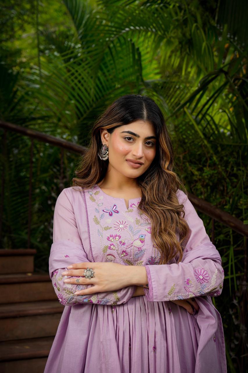 Super pretty Mul cotton Anarkali suit set