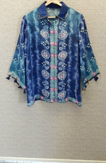 Pure crep bandhani shirt in blue