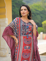 Ajrakh Mul silk kaftan co ord