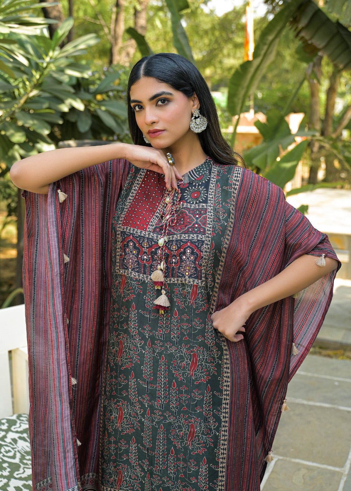 Pure Mul silk pretty ajrakh kaftan