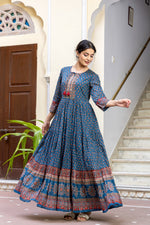 Cotton ajrakh gown in blue