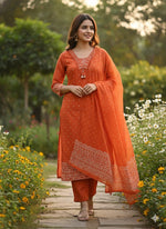 Rust bandhani suit set