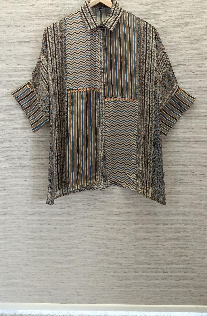 Pure crepe ajrakh designer shirt