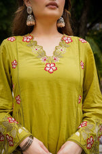Super pretty applique cotton suit set in green
