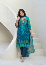 Pure crepe blue full suit set