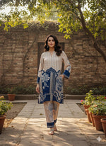 Pure crepe white and blue co ord set