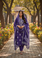 Beautiful cotton purple suit set
