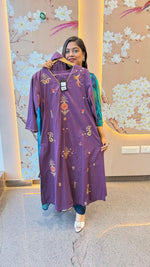 Trending embroidered full suit in purple