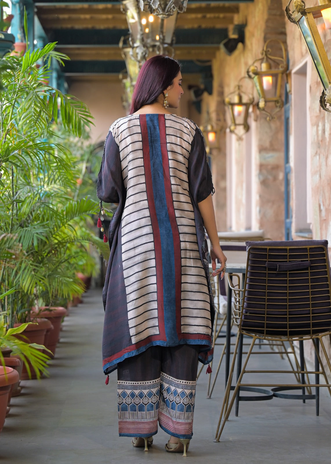 Pure Mul Silk Ajrakh Designer Kaftan