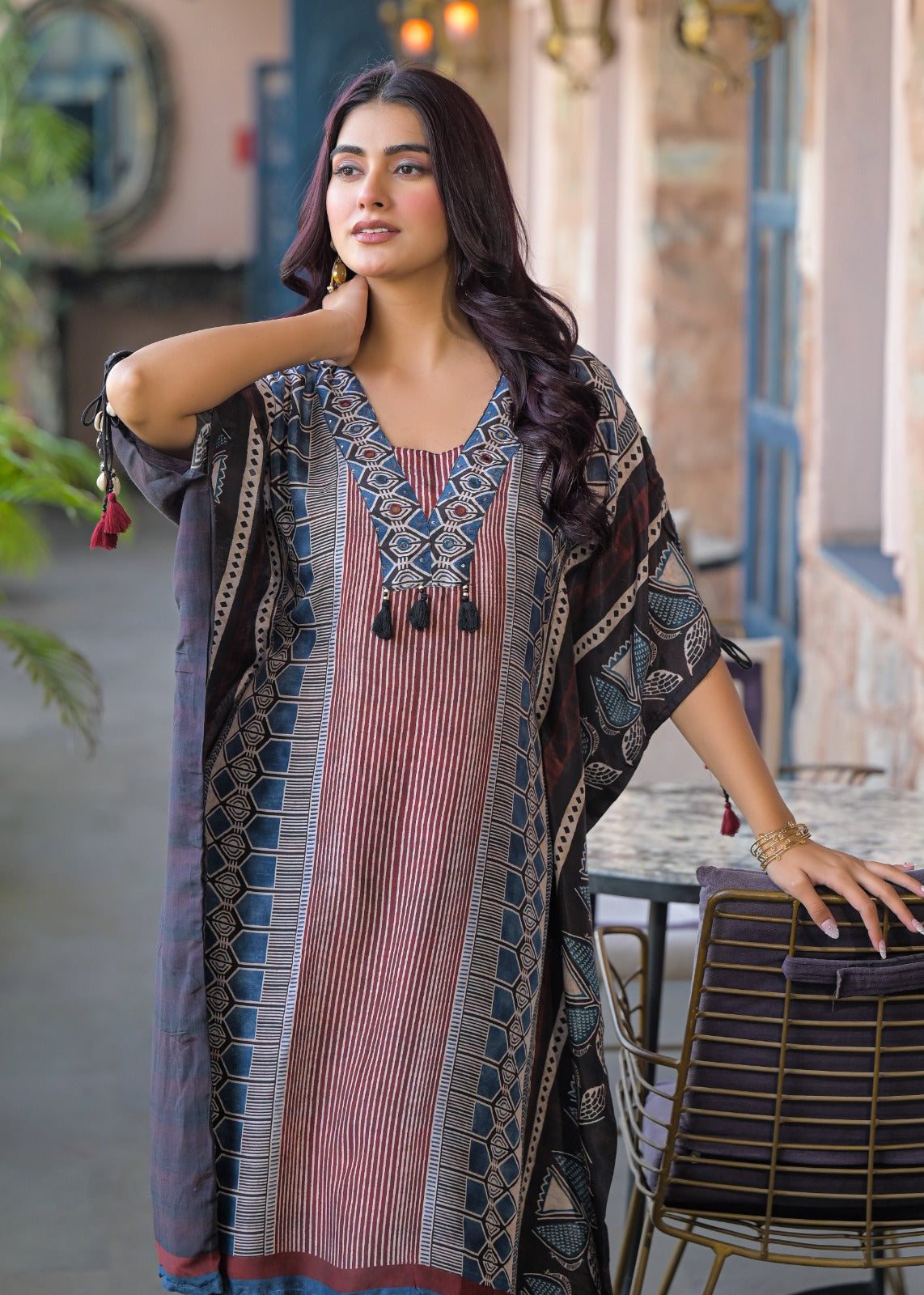 Pure Mul Silk Ajrakh Designer Kaftan
