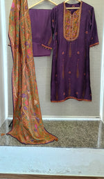 Premium Russian silk gorgeous suit set paired with farshi salwar