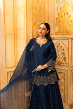 Gorgeous suit back in new colour! Santoori silk dress plazzo set with intricate embroidery
