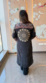 Premium ajrakh pure crepe designer front n back kurta pant