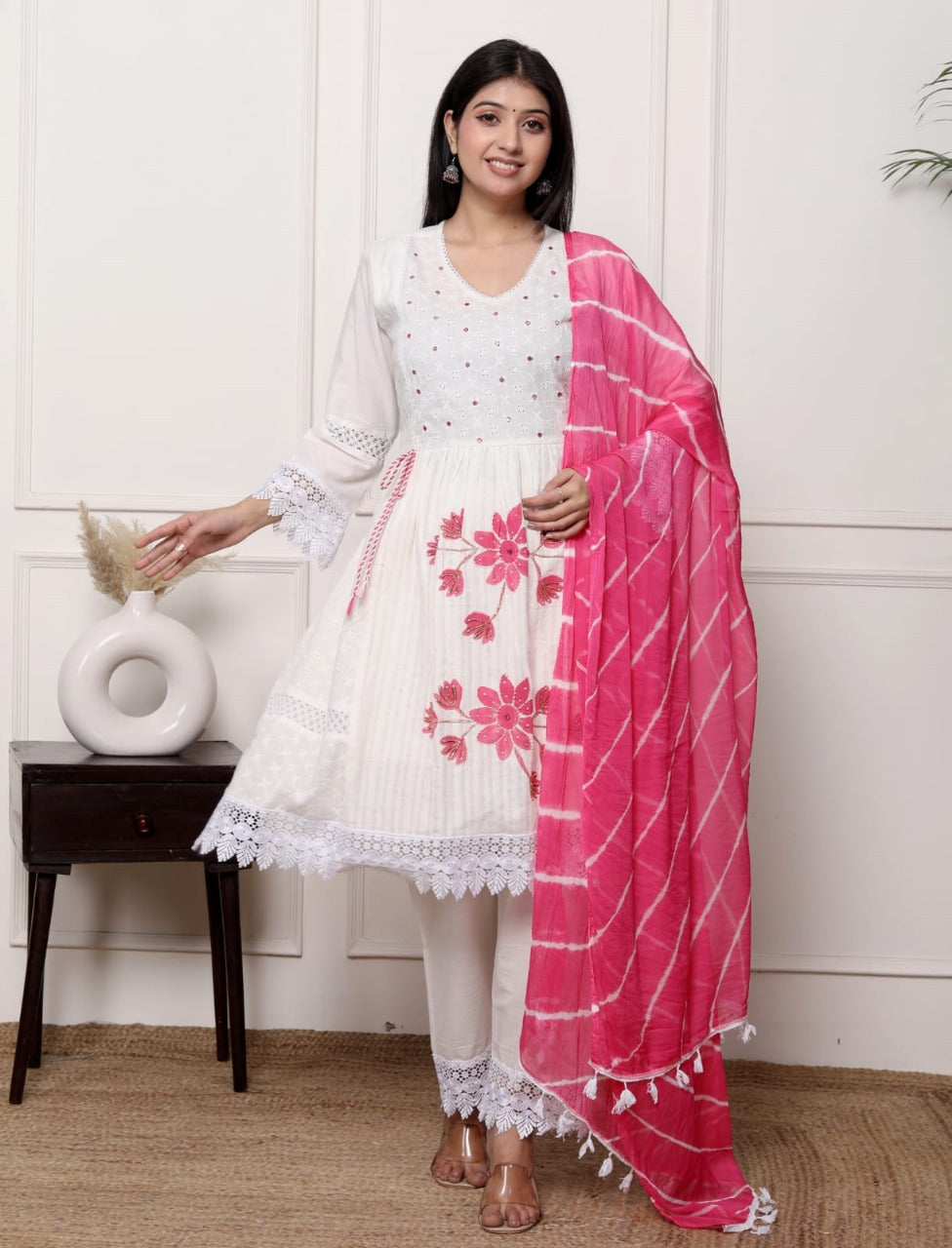 Smart applique work full suit set