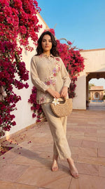 Restocked !! Smart applique jute cotton co ord set