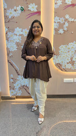 Pure crepe V neck tulip pant Co ord set