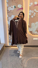 Pure crepe tulip pant Co ord set in brown