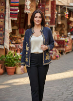 Smart denim embroidered jacket