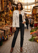 Smart denim embroidered jacket