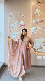Premium tissue handwork suit set in blush pink