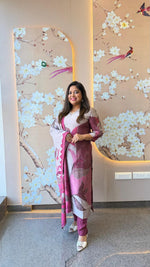 Premium modal digital printed full suit set in plum shade
