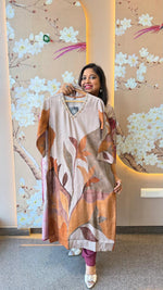 Premium modal digital printed full suit set in brown shade
