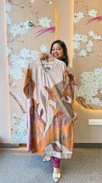 Premium modal digital printed full suit set in brown shade