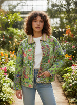 Premium cotton quilted jacket in green