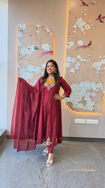 Premium Mul cotton with Zari detailing in maroon