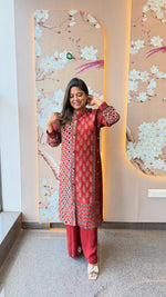 Premium pure crepe ajrakh kurta pant