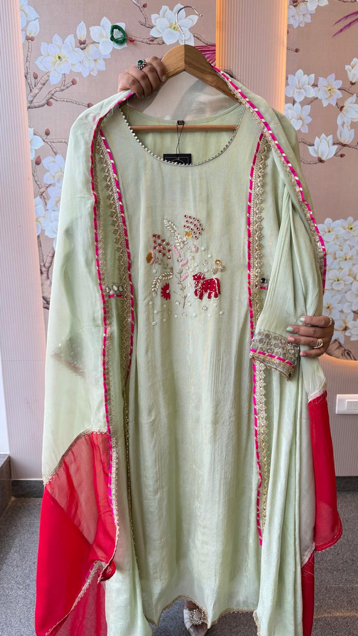 Crush tissue with real mirror detailing suit set paired