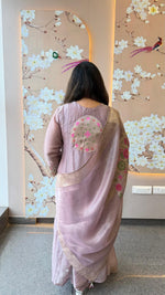 Premium designer back tissue set paired with Banarasi dupatta