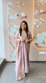 Premium designer back tissue set paired with Banarasi dupatta