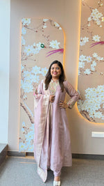 Premium designer back tissue set paired with Banarasi dupatta