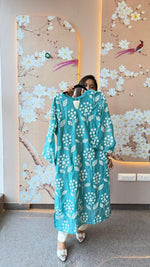 Celebrity design embroidered Mul chanderi kurta pant in blue