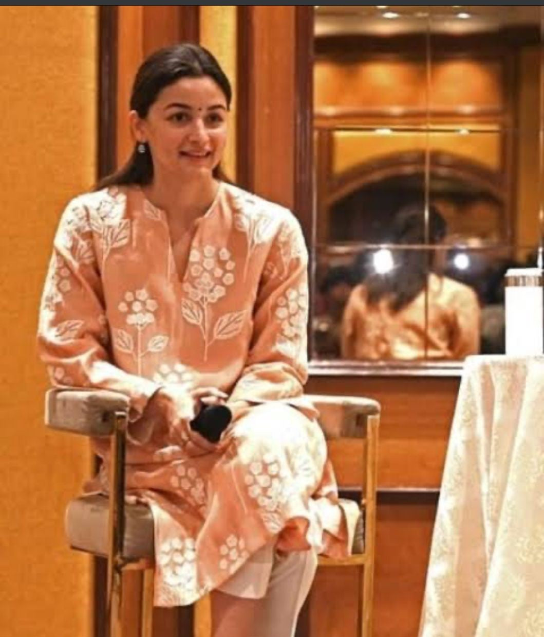 Celebrity design embroidered Mul chanderi kurta pant