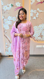 Fully embroidered Modale suit set paired organza dupatta