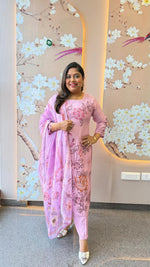 Fully embroidered Modale suit set paired organza dupatta