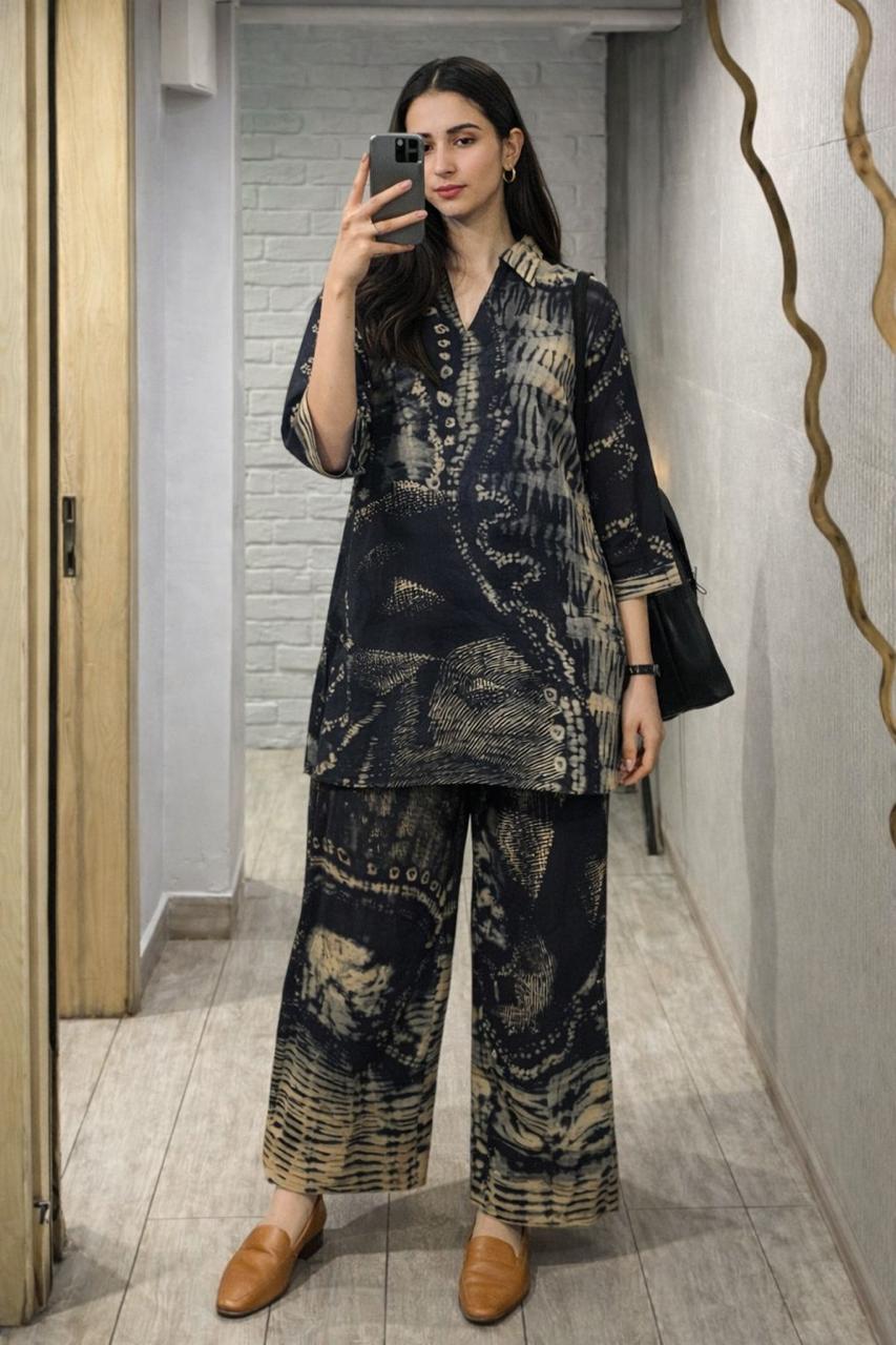 Pure viscose shibori coord set in premium fabric